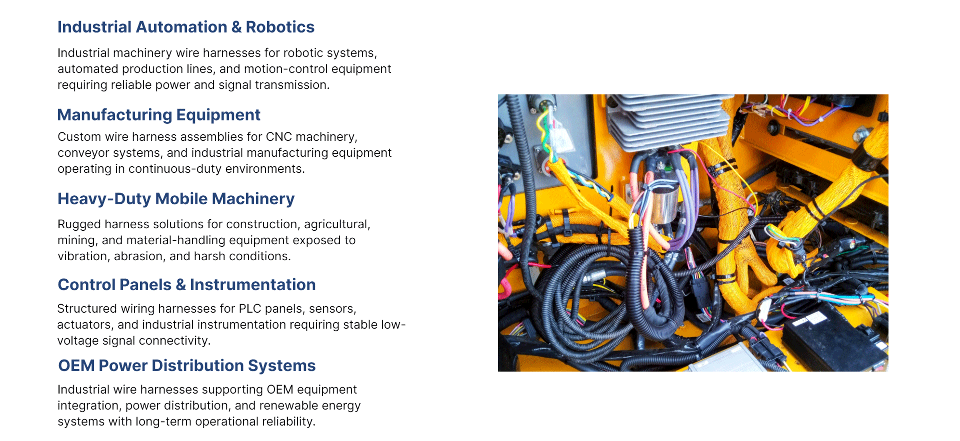 Applications of Our Industrial Wiring Harness
