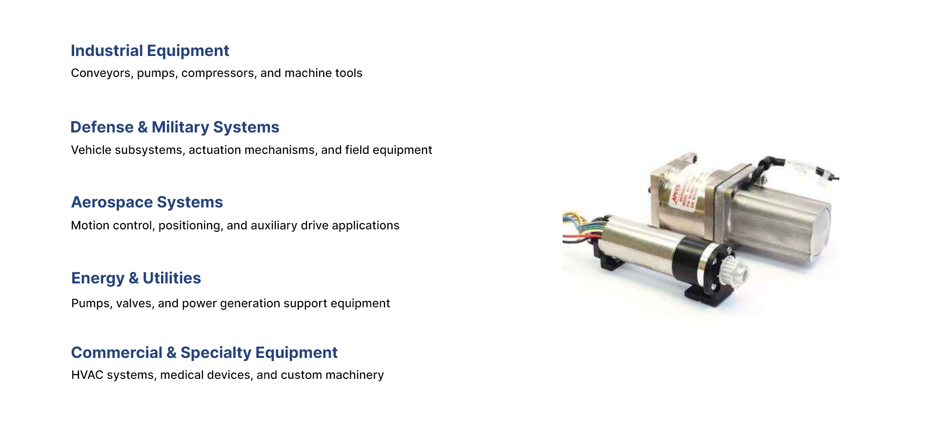 Motor Assemblies Applications