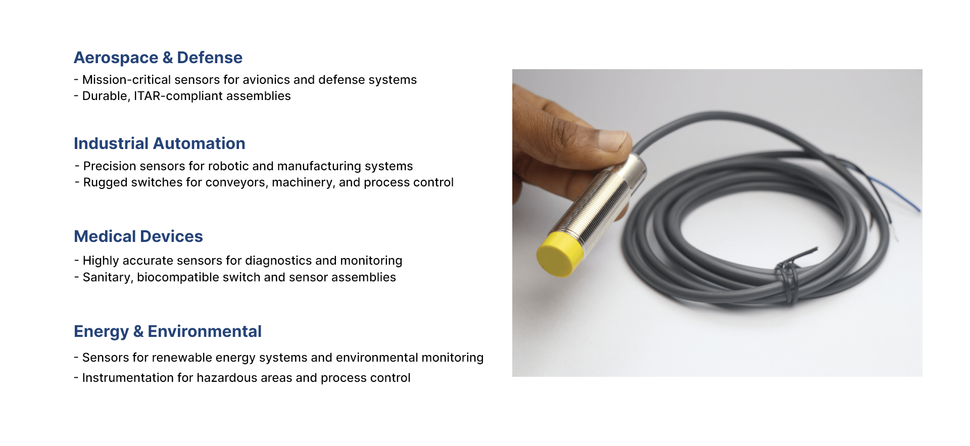 Switch and Sensor Assemblies Applications
