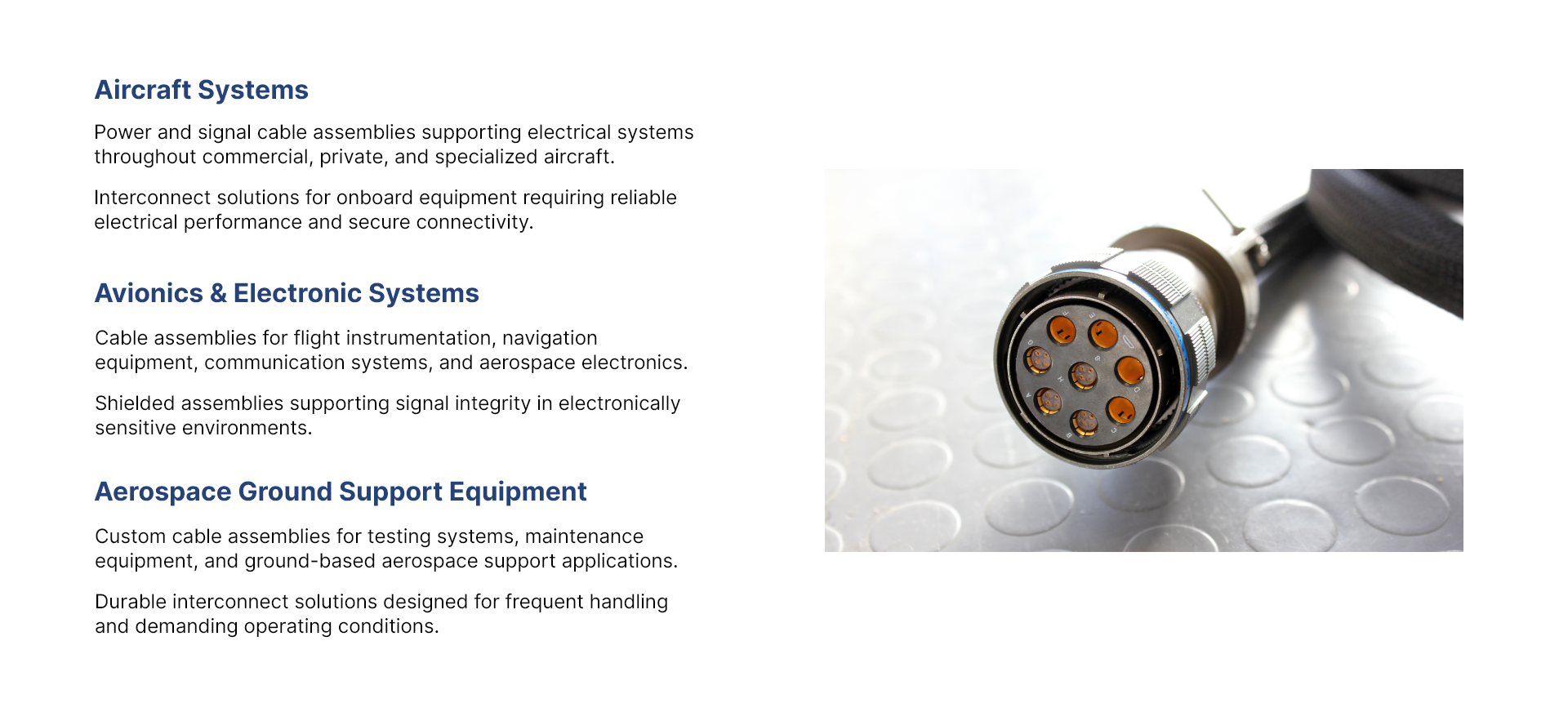 Applications of Aerospace Cable Assemblies