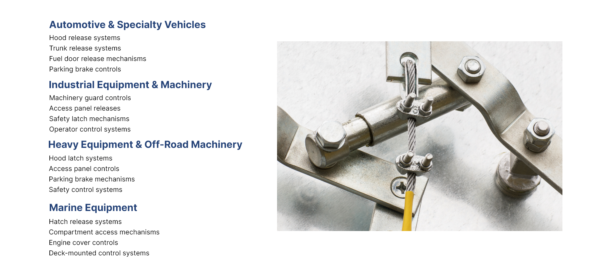 Applications of Mechanical Cable Assemblies